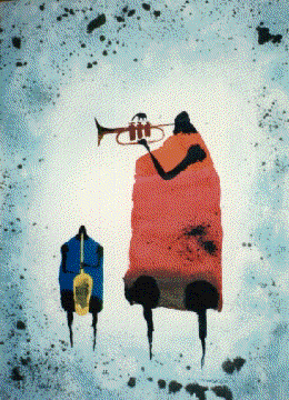 Jim Tanaka Water Color TWO JAZZ MUSICIANS