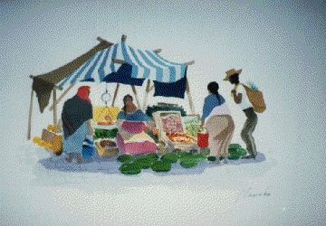 Jim Tanaka Water Color MARKET SCENE II