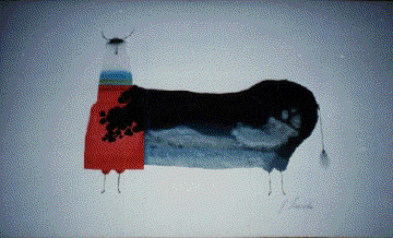 Jim Tanaka Watercolor MULTICOLORED LAMA HORSE