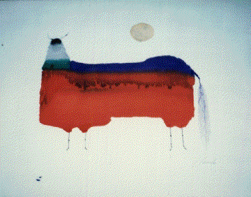 Jim Tanaka Water Color RED HORSE - YELLOW MOON